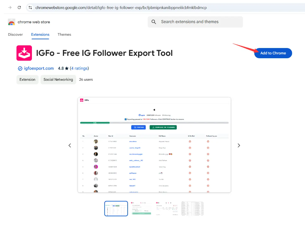 Add IGFo to Chrome