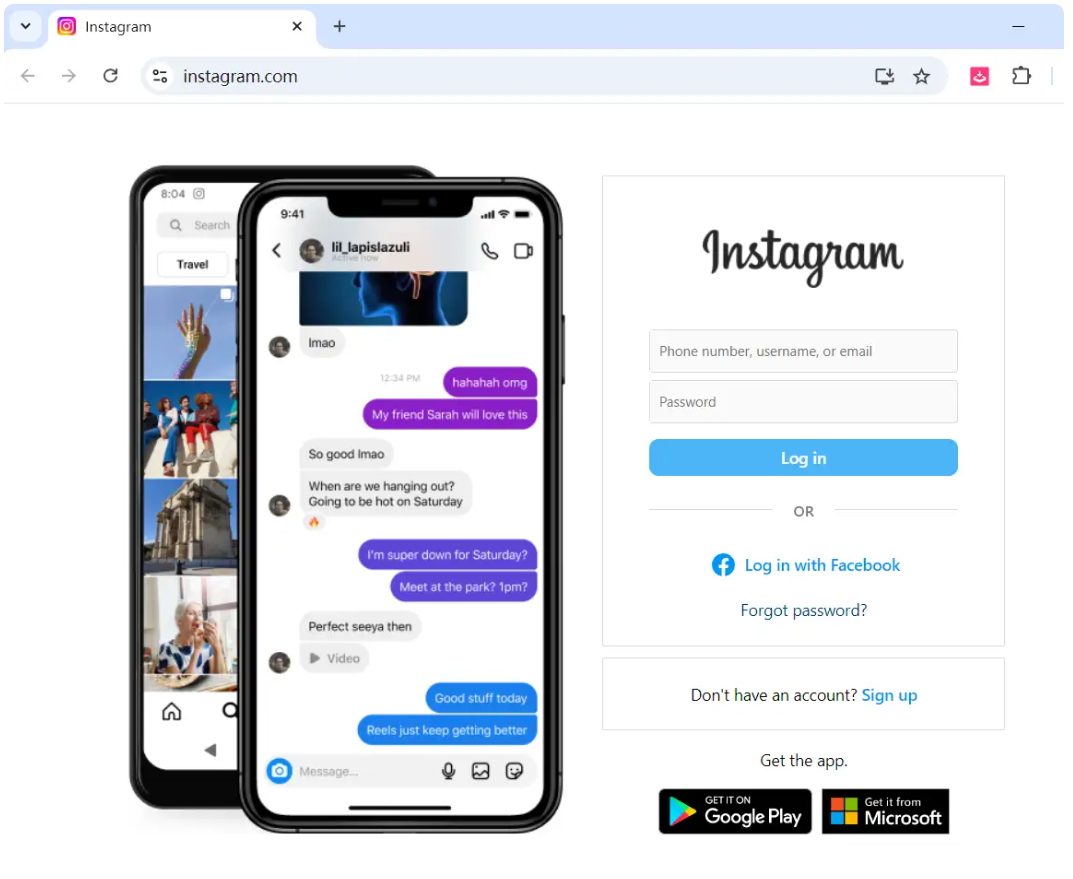 Log into Instagram