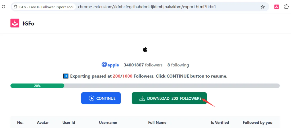 Download Instagram Followers / Following